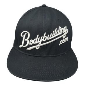Bodybuilding Snapback Cap Black One Size Adjustable Embroidered Vented Holes